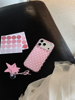 Coque de téléphone coréenne INS mignonne à pois transparents avec chaîne étoile pour iPhone 18 Pro Max 17 16 15, coque arrière rigide