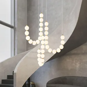 Decorative Luxury Hanging Pendant Lighting Hotel pearl necklace Fixture Modern LED Chandelier