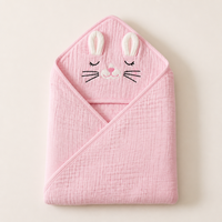 Serviette à capuche pour bébé 100 % coton tissé personnalisable, séchage rapide, portable, douce, respirante, antibactérienne, couverture de bain pour nouveau-né de haute qualité