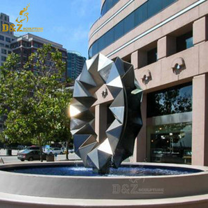 Ville hôtel Plaza extérieur décorer moderne métal polonais Art abstrait grande sphère en acier inoxydable avec bague Statue Sculpture - Product Image 3
