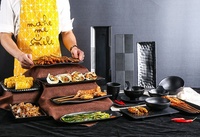 Vaisselle de restaurant d'affaires style japonais assiette à dîner rectangulaire en mélamine noire de 9 pouces