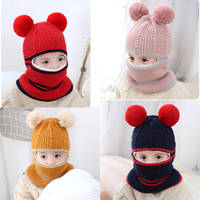 Ensemble de 3 foulards d'hiver pour bébé, chapeau de neige pour tout-petits garçons et filles, bonnet une pièce pour enfants, bonnet en tricot chaud avec pompon