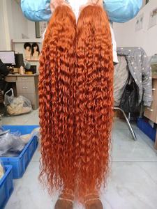 Amara快速输送水波无胶半蕾丝假发生姜印度头发假发人发360蕾丝假发现货供应商 - Product Image 3