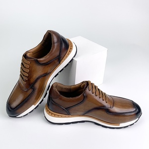 Chaussures décontractées haut de gamme pour hommes en cuir véritable, confortables et souples, fabriquées à la main, à lacets, avec motif imprimé, légères, grandes tailles, toutes saisons - Product Image 3