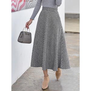 Nouveautés populaires : Jupe écossaise pour femme, jupe trapèze taille haute grande ample pour l'automne et l'hiver, jupe mi-longue rétro - Product Image 1