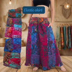 Wholesale Indian Women's Breathable <b>Winter</b> Vintage Wool/Acrylic Bohemian Hippie Style Floor-Length Wrap <b>Skirt</b> Printed Elastic - Product Image 2