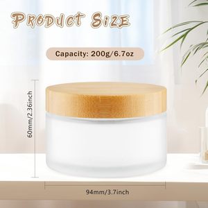 Eco Friendly Empty 50g Frosted Face Moisturizer Cream <b>Container</b> Bamboo Facial Scrub Jar Glass Skin Care Cosmetic <b>Container</b> - Product Image 2