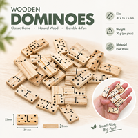 Mini-dominos en bois de pin 30x15x5mm en gros – Pièces de jeu numérotées pour jeux de voyage et projets DIY