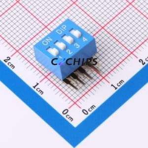 DT-04LT DIP Switch Through hole Component (THT),P=2.54mm Switch Flat Toggle, Raised Type Single Pole Single Throw 4 2.54mm - Product Image 1