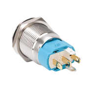 Interrupteur à bouton-poussoir en acier inoxydable avec symbole d'alimentation LED 16/19/22 mm avec connecteur de fil