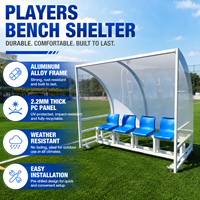 Banc de football portable de luxe en alliage d'aluminium avec auvent sur roues, imperméable, pour joueurs, abri de stade extérieur