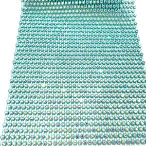 S265 bleu couleur <span class=keywords><strong>diamant</strong></span> cristal maille tissu coupe Stretch élastique strass filet maille pour vêtement et chaussures accessoires - Product Image 3