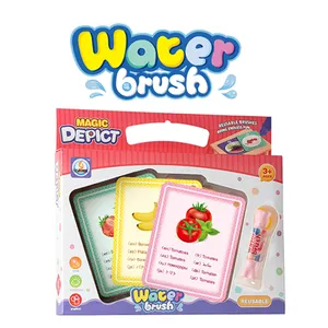 QS Educational Colorful Learning Fruits Vegetables Puzzle Magic Water Drawing Brush Card Toys
