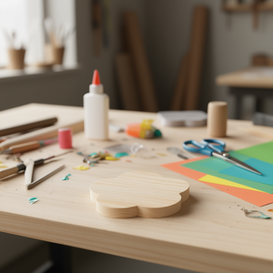 Base in Legno a Forma di Fiore di Prugna ILAN, 20cm, Spessore 5mm, per Artigianato e Fai-da-Te - Product Image 2