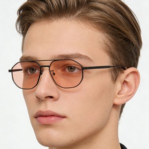 Logo Custom 2026 Retro <b>Gradient</b> Lens Metal Pilot Sun Glasses UV400 Double Bridges Polygon <b>Sunglasses</b> for Men Women - Product Image 1