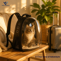 Sac à dos de transport pour animaux de compagnie en forme de capsule spatiale avec fenêtre transparente, sac à dos respirant pour chat avec ouvertures d'aération et poche en filet