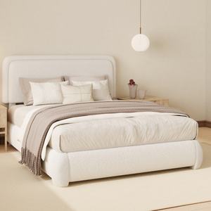Онлайн-бестселлер: Мягкая роскошная кровать с обивкой из ткани букле для дома, доставка за 3 дня - Product Image 1
