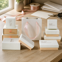 Ensemble d'organisateurs de bijoux en carton rigide haut de gamme ZXF 5*5*3.5cm avec tiroir coulissant pour bagues, avec éponge noire à l'intérieur