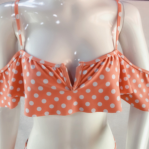 Dame filles <span class=keywords><strong>2</strong></span> <span class=keywords><strong>pièces</strong></span> ensemble <span class=keywords><strong>de</strong></span> bikini col V dot tissu <span class=keywords><strong>volant</strong></span> manches sexy femmes maillots <span class=keywords><strong>de</strong></span> <span class=keywords><strong>bain</strong></span> - Product Image 5