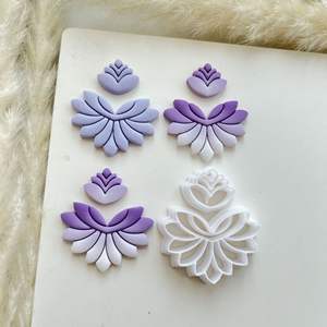 قالب تقطيع صلصال بأشكال هندسية، قطاعة صلصال البوليمر بشكل البتلات، صناعة يدوية لأقراط الفخار الناعم والأقراط السيراميك ودلايات المجوهرات - Product Image 2