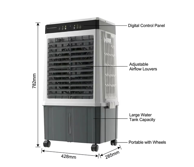21L Water Tank Energy Saving Air Cooler 3000m³/h Air Flow Compact Design Touch & Remote Control Evaporative Cooling Fan