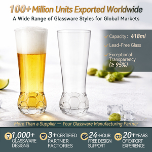 Vaso Deportivo para Cerveza Pilsner de 418 ml, de Vidrio Transparente sin Plomo, Reutilizable, Libre de BPA, Apto para Lavavajillas, para Fiestas y Uso Doméstico - Product Image 1