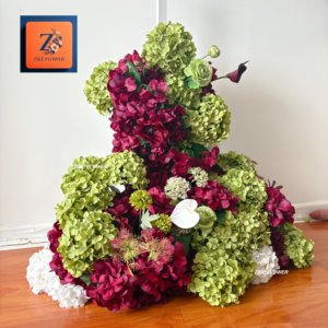 Area giardino all'aperto moderno tavolo Scape finta composizione floreale nido di uccello centrotavola misto verde laurea a mano seta - Product Image 2
