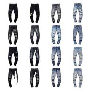 Vaqueros ajustados de moda para hombre con lavado desgastado, versátiles y elegantes, ropa casual para hombre - Product Image 1