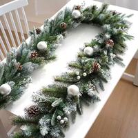 Guirlande de Noël moderne faite à la main, écologique, en plastique, 2,7 m, décorations en cône de pin, ampoules dorées, à suspendre à la fenêtre, à la porte d'entrée