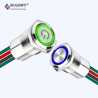Interrupteur à bouton-poussoir en laiton pré-câblé de 22 mm avec LED intégrée, 10A 250V 1NO1NC, étanche IP68, pour commande de pont de bateau, yacht ou marine