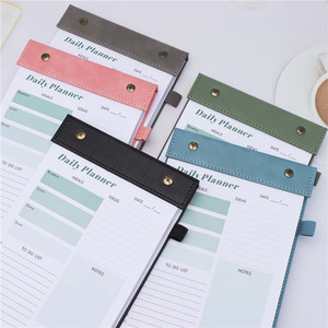 A5 tamaño 100gsm planificador diario desgarrable 100 hojas para hacer lista con tablero de cuero PU horario práctico Bloc de notas libro para oficina de trabajo - Product Image 2