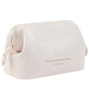 New Design Travel Cosmetics Toiletry <b>Pouch</b> Bag <b>Waterproof</b> Zipper PU Leather Storage Bag Portable Makeup Organizer Bag - Product Image 6