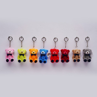 Mini porte-clés en peluche pas cher usine de jouets ours en peluche 8cm OEM couleurs ours grue machine mini porte-clés jouet en peluche distributeur automatique