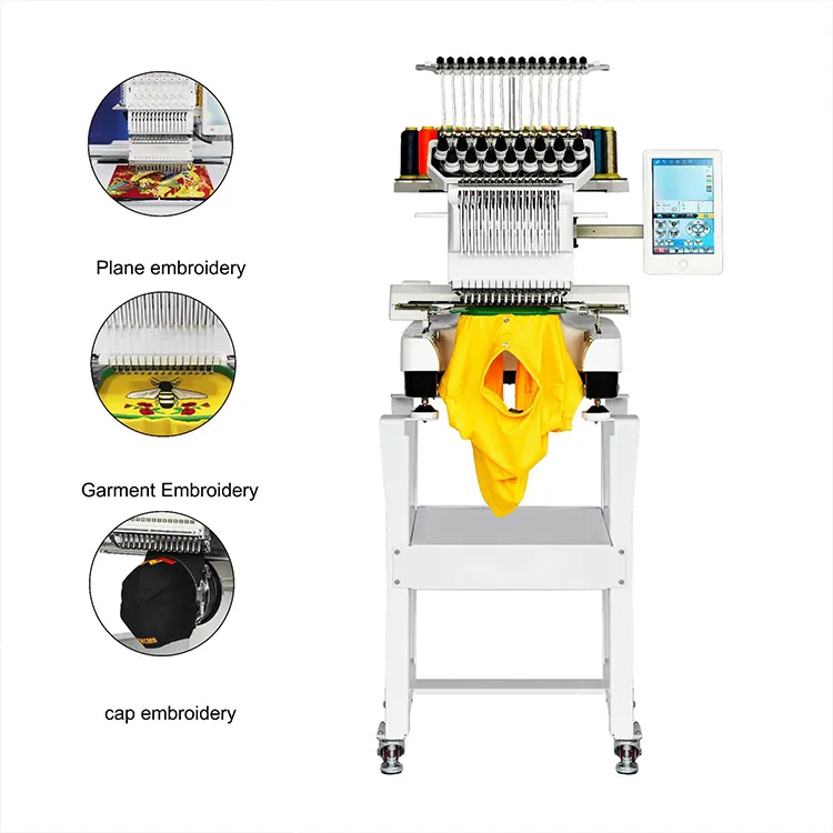 15 Needles Single Head Computerized Commercial Industrial Used Automatic Shoes Bags T-Shirts Embroidery Machine