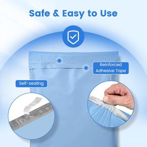 Sobres de Polietileno Azul Claro de 12x15.5 Pulgadas, Paquete de 100 Unidades, Bolsas de Envío Autosellables Medianas y Gruesas, Sobres Impermeables para Envíos - Product Image 5