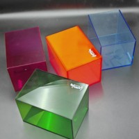 Vitrine d'exposition en acrylique coloré, boîtes de rangement en acrylique colorées pour sérigraphie (noir, bleu, rouge, vert, jaune, orange)