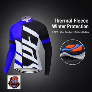 Set <span class=keywords><strong>Maglia</strong></span> <span class=keywords><strong>Ciclismo</strong></span> <span class=keywords><strong>Invernale</strong></span> Termica Felpata a Maniche Lunghe per Bici da Corsa Uomo Donna - Product Image 4