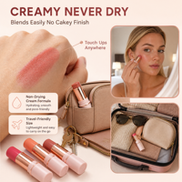 Stick de maquillage illuminateur et blush sans logo, longue tenue, nude naturel, portable, prêt à expédier, fourniture d'usine, article promotionnel personnalisé