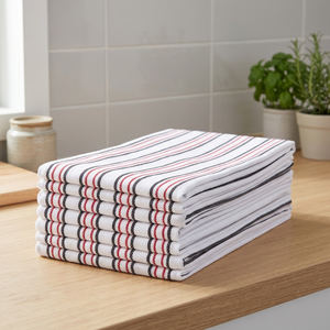 Serviettes de cuisine en coton biologique à carreaux, tissées rouge et noir, séchage rapide, haute absorption, pour usage domestique, lavables en machine - Product Image 1