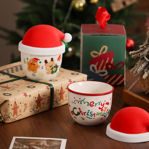 Cute Merry Christmas Mug Small Ceramic Coffee Cup with Red Hat - Product Image 5