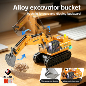 6402 Excavadora RC de Escritorio con Control Remoto de 4 Canales, Carga USB, Orugas Metálicas Simuladas, Degradado de Colores - Product Image 5