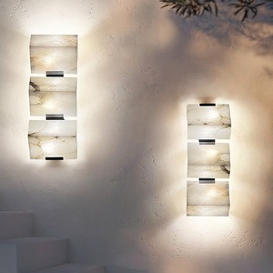 Lampe murale extérieure en marbre artificiel, lumière de jardin à détection de mouvement pour entrée de villa - Product Image 3