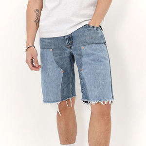 Shorts en jean pour homme, style charpentier, double genou, vintage, baggy, patchwork, streetwear d'été, personnalisables, vente en gros - Product Image 1