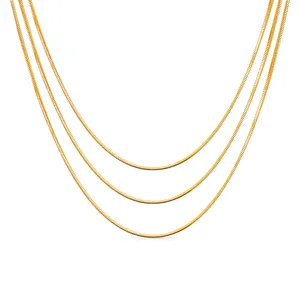 Chris april 316L collier en acier inoxydable, long, plat, carré, serpent, chaîne polyvalente, bijoux