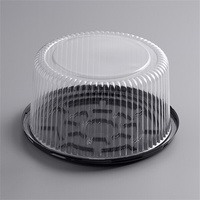 Conteneur à gâteau rond en plastique PET de 10 pouces, jetable, transparent, avec base noire, pour emballage alimentaire, transport et présentation de gâteaux chiffon