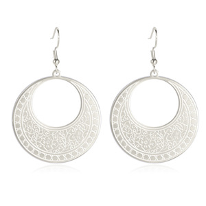 Pendientes colgantes de mujer de estilo Retro americano europeo, gancho de oreja de acero de titanio cortado, colgante de anillo de flor de Luna, moda inoxidable 304 - Product Image 6