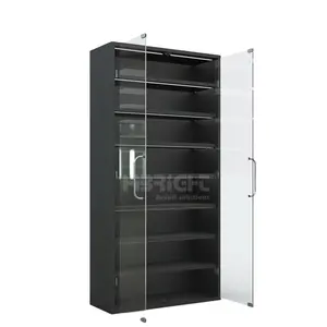 Commercial Grocery Wooden Shelves Display Cabinet with Glass Swing Doors