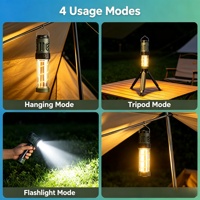 Linterna LED 2 en 1 para exteriores y linterna de camping, linterna portátil recargable por USB a prueba de agua para camping, senderismo y emergencias