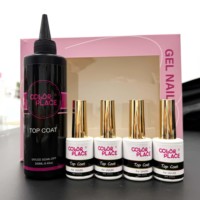 Top coat et base coat mat cristal sans essuyage 250 ml, vente en gros, emballage en boîte cadeau avec 4 flacons de vernis à ongles en gel vides gratuits