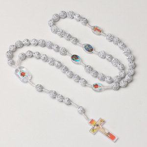 <span class=keywords><strong>Rosario</strong></span> Cattolico con Ciondolo <span class=keywords><strong>a</strong></span> Croce di Gesù e Grani <span class=keywords><strong>a</strong></span> Forma di Rosa Placcati <span class=keywords><strong>in</strong></span> <span class=keywords><strong>Argento</strong></span> Bianco, <span class=keywords><strong>Collana</strong></span> con Crocifisso, Gioielli Religiosi, Idea Regalo per la Chiesa, Vendita all'Ingrosso - Product Image 3